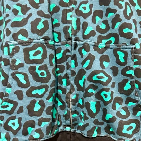 EUC Wrangler Retro Teal & Black Cheetah Hooded Jacket - Picture 13 of 15